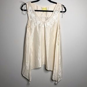 Maeve Silk Afterglow Embroidered Top Blouse Cream